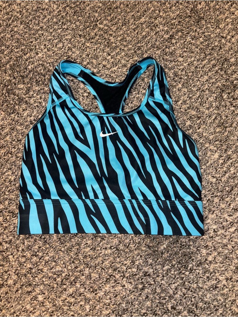 Nike Women’s Turquoise and Black Zebra Print Sports Bra